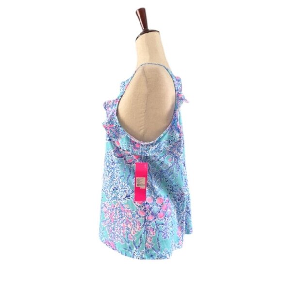 Lilly Pulitzer Blue and Pink Billie Tank Top Blouse in Now You Sea Me Medium NWT - Picture 6 of 15